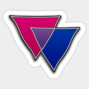 Halftone Bisexual Pride Triangles with Flag Background Sticker